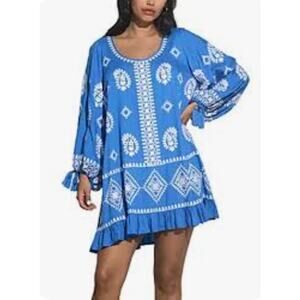 Elan Embroidered Scoop Neck Dress in cobalt Women's sz. L